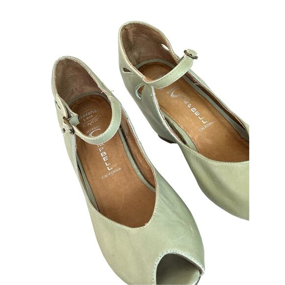 Jeffrey Campbell Regina Wedge Pumps Size 8 Green Leather Peep Toe Ankle Strap - Picture 6 of 8